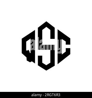 Logo mit QSC-Buchstaben und Polygonform. QSC-Polygon- und würfelförmiges Logo. QSC sechseckige Vektor-Logo-Vorlage in Weiß und Schwarz. QSC Monogr Stock Vektor