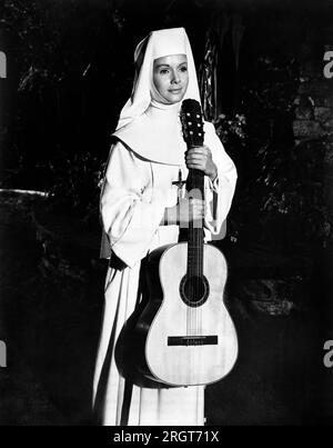 Debbie Reynolds, Drehort des Films "die singende Nonne", MGM, 1966 Stockfoto