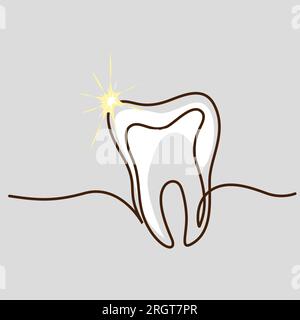 Zahnzahnsymbol. Durchgängiger einzeiliger Zeichnungsstil. Stock Vektor