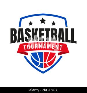 Logo des American Sports Basketball Clubs, Basketballclub. Turnier-Basketball-Club-Emblem, Symbol-Symbol-Vorlage Stock Vektor