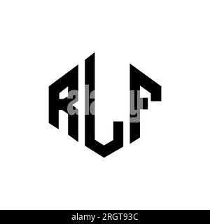 Logo mit RLF-Buchstaben und Polygonform. RLF-Polygon- und würfelförmiges Logo. Sechseckige RLF-Vektor-Logo-Vorlage in Weiß und Schwarz. RLF Monogr Stock Vektor