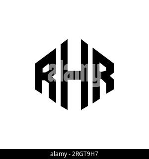 Logo mit Buchstaben RHR in Polygonform. RHR-Polygon- und würfelförmiges Logo. RHR sechseckige Vektor-Logo-Vorlage in Weiß und Schwarz. RHR Monogr Stock Vektor