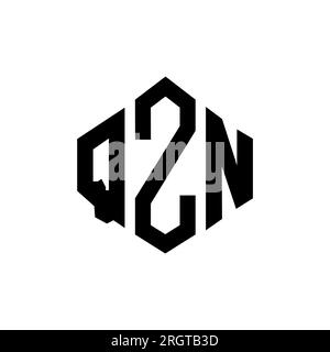 Logo mit QZN-Buchstaben und Polygonform. QZN-Polygon- und würfelförmiges Logo. QZN sechseckige Vektor-Logo-Vorlage in Weiß und Schwarz. QZN Monogr Stock Vektor
