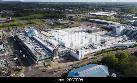 Draufsicht auf das Einkaufszentrum Livingston Designer Outlet Stockfoto