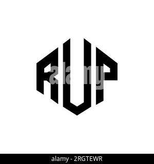 Logo mit RUP-Buchstaben und Polygonform. RUP-Polygon- und würfelförmiges Logo. RUP sechseckige Vektor-Logo-Vorlage in Weiß und Schwarz. RUP Monogr Stock Vektor