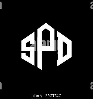Logo mit SPD-Buchstaben und Polygonform. SPD-Polygon- und würfelförmiges Logo. SPD sechseckige Vektor-Logo-Vorlage in Weiß und Schwarz. SPD Monogr Stock Vektor