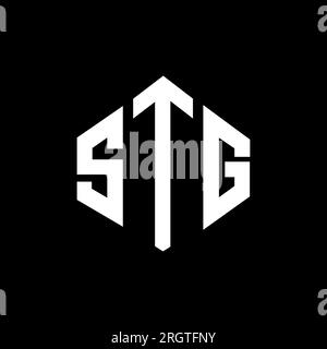 Logo mit STG-Buchstaben und Polygonform. STG-Polygon- und würfelförmiges Logo. STG sechseckige Vektor-Logo-Vorlage in Weiß und Schwarz. STG Monogr Stock Vektor