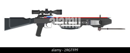Armbrust, Seitenansicht. 3D-Rendering auf weißem Hintergrund isoliert Stockfoto