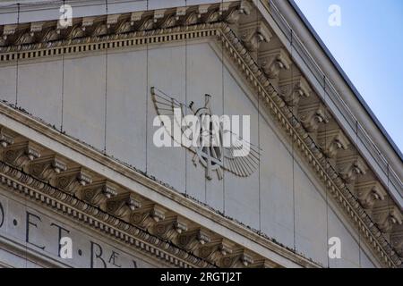 Auge der Vorsehung Detail am Duomo di Santa Maria delle Grazie Fassade Stockfoto