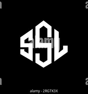 SSL-Logo mit Polygonform. SSL-Polygon- und würfelförmiges Logo. SSL-sechseckige Vektor-Logo-Vorlage in Weiß und Schwarz. SSL Monogr Stock Vektor