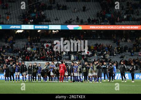 Auckland, Neuseeland. 11. Aug. 2023. Japan Womens National Team (JPN), 11. August 2023 - Fußball/Fußball : Japan Womens National Team Player applaudiert Fans nach dem Finalspiel der FIFA Womens World Cup Australien & Neuseeland im 2023. Quartal zwischen Japan und Schweden im Eden Park in Auckland, Neuseeland. Kredit: AFLO/Alamy Live News Stockfoto