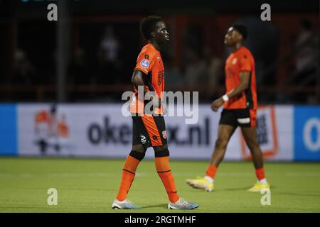 VOLENDAM – Garang Kuol vom FC Volendam während des niederländischen Premier-League-Spiels zwischen dem FC Volendam und Vitesse im Kras-Stadion am 11. August 2023 in Volendam, Niederlande. ANP BART STOUTJESDYK Credit: ANP/Alamy Live News Stockfoto