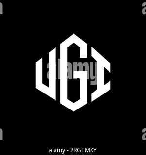 Logo mit UGI-Buchstaben und Polygonform. UGI-Polygon- und würfelförmiges Logo. UGI sechseckige Vektor-Logo-Vorlage in Weiß und Schwarz. UGI monogr Stock Vektor