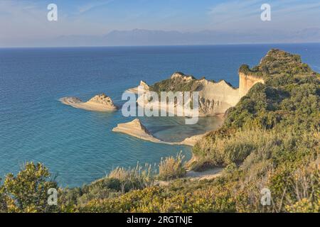 Cape Drastis Coast in der Dämmerung, Korfu Stockfoto