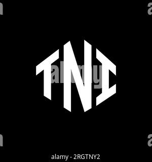TNI-Logo mit Polygonform. TNI-Polygon- und würfelförmiges Logo. TNI-sechseckige Vektor-Logo-Vorlage in Weiß und Schwarz. TNI monogr Stock Vektor