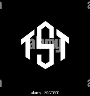 Logo mit TST-Buchstaben und Polygonform. TST-Polygon- und würfelförmiges Logo. TST sechseckige Vektor-Logo-Vorlage in Weiß und Schwarz. TST Monogr Stock Vektor