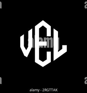 Logo mit VEL-Buchstaben und Polygonform. Logo in Form von VEL-Polygon und Würfel. Vektor-Logo-Vorlage für SCHRÄGE Sechskant in Weiß und Schwarz. Monogr. GESCHW. Stock Vektor