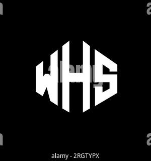 Logo mit WHS-Buchstaben und Polygonform. WHS Polygon- und würfelförmiges Logo. WHS sechseckige Vektor-Logo-Vorlage in Weiß und Schwarz. WHS Monogr Stock Vektor