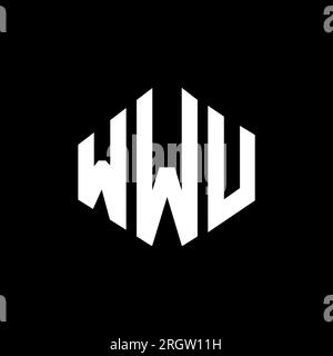 WWU-Logo in Polygonform. WWU-Polygon- und würfelförmiges Logo. WWU sechseckige Vektor-Logo-Vorlage in Weiß und Schwarz. WWU Monogr Stock Vektor