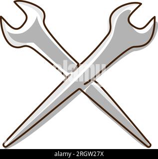 Eisenarbeiter-Schraubenschlüssel. Durchgehende einzeilige Zeichnung Stock Vektor