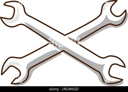 Eisenarbeiter-Schraubenschlüssel. Durchgehende einzeilige Zeichnung Stock Vektor