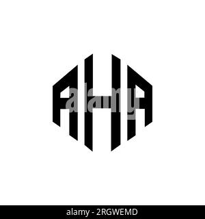Logo mit Aha-Buchstaben und Polygonform. Aha-Logo in Polygon- und Würfelform. Aha sechseckige Vektor-Logo-Vorlage in Weiß und Schwarz. Aha monogr Stock Vektor