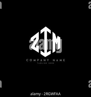 ZIM-Logo mit Polygonform. ZIM-Polygon- und würfelförmiges Logo. ZIM sechseckige Vektor-Logo-Vorlage in Weiß und Schwarz. ZIM monogr Stock Vektor