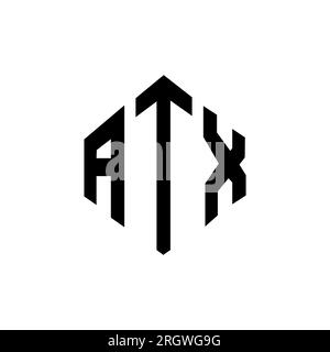 Logo mit ATX-Buchstaben und Polygonform. ATX-Polygon- und würfelförmiges Logo. ATX-sechseckige Vektor-Logo-Vorlage in Weiß und Schwarz. ATX Monogr Stock Vektor