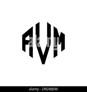 AVM-Logo in Polygonform. AVM-Polygon- und würfelförmiges Logo. AVM sechseckige Vektor-Logo-Vorlage in Weiß und Schwarz. AVM Monogr Stock Vektor