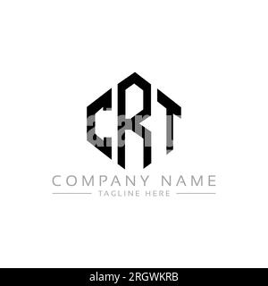 CRT-Logo in Polygonform. CRT-Polygon- und würfelförmiges Logo. Sechseckige CRT-Vektor-Logo-Vorlage in Weiß und Schwarz. CRT Monogr Stock Vektor