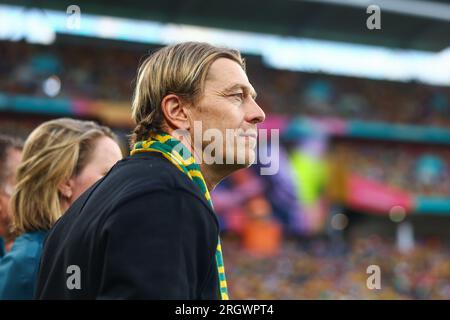 Tony Gustavsson Manager of Australia beim FIFA Women's World Cup 2023 Quarter-Final Match Australia Women vs France Women im Suncorp Stadium, Brisbane, Australien, 12. August 2023 (Foto: Patrick Hoelscher/News Images) Stockfoto