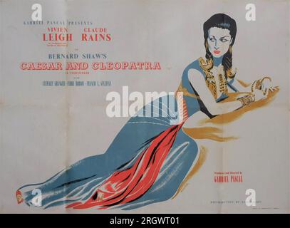 Britisches Poster für VIVIEN LEIGH in CAESAR UND CLEOPATRA 1945 Regisseur GABRIEL PASCAL Kostüme Oliver Messel Gabriel Pascal Productions / unabhängige Produzenten / National Symphony Orchestra / Eagle-Lion Distributors Ltd Stockfoto