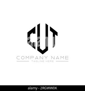 GESCHLIFFENES Logo in Polygonform. POLYGON- und würfelförmiges Logo-Design. SCHNEIDEN Sie die sechseckige Vektor-Logo-Vorlage in den Farben Weiß und Schwarz aus. MONOGR SCHNEIDEN Stock Vektor