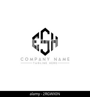 Logo mit ESH-Buchstaben und Polygonform. ESH-Logo in Polygon- und Würfelform. ESH sechseckige Vektor-Logo-Vorlage in Weiß und Schwarz. ESH monogr Stock Vektor