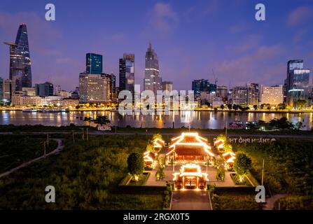 Sonnenaufgang am Saigon River, Ho Chi Minh Stadt, Vietnam. Stockfoto