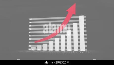 Bild der statistischen Datenverarbeitung vor grauem Hintergrund Stockfoto