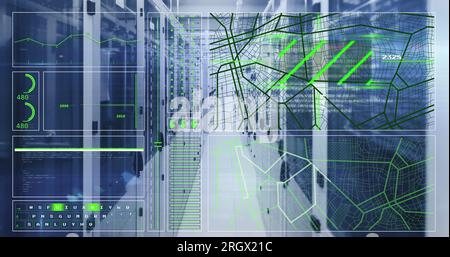 Bild der Datenverarbeitung über Computerserver Stockfoto