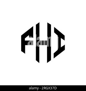 Logo mit FHI-Buchstaben und Polygonform. FHI-Polygon- und würfelförmiges Logo. FHI sechseckige Vektor-Logo-Vorlage in Weiß und Schwarz. FHI Monogr Stock Vektor