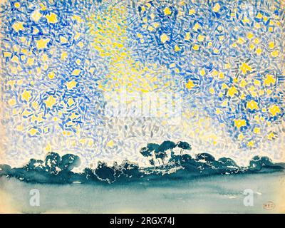 Henri Edmond Cross, Gemälde, Landschaft mit Sternen, 1905-1908 Stockfoto