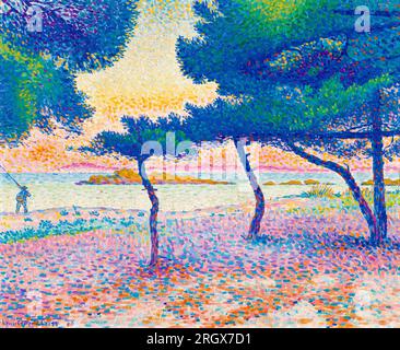 Henri Edmond Cross, Landschaftsmalerei, La Plage De Saint-Clair, 1896 Stockfoto