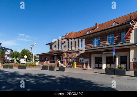 Westbahnhof Kuehlungsborn mit Molli Museum Stockfoto
