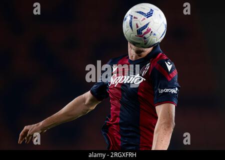 Michel Aebischer vom FC Bologna in Aktion während des Fußballspiels Coppa Italia Frecciarossa zwischen dem FC Bologna und dem FC Cesena. Stockfoto