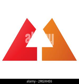 Orangefarbenes und rotes, fett formatiertes U-Symbol mit geraden Linien auf weißem Hintergrund Stockfoto