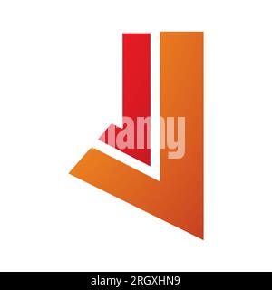 Orangefarbenes und rotes J-Symbol mit geraden Linien auf weißem Hintergrund Stockfoto