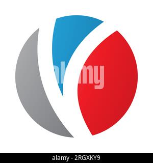 Roter und blauer Buchstabe O mit V-Form auf weißem Hintergrund Stockfoto