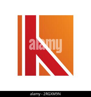 Rotes und orangefarbenes H-Symbol mit geraden Linien auf weißem Hintergrund Stockfoto