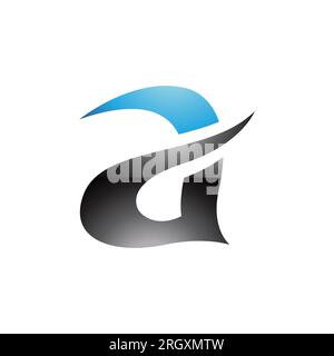 Blau und schwarz glänzende, gewölbte Spitzen Ein Symbol auf weißem Hintergrund Stockfoto