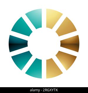 Persisch Grün und Gold glänzend gestreifter Buchstabe O auf weißem Hintergrund Stockfoto