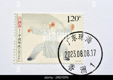 CHINA - CIRCA 2023: In China gedruckte Briefmarken zeigen 2023-14 Tai Chi Boxing - Instruments, circa 2023 Stockfoto