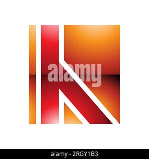 Rotes und orangefarbenes Symbol mit dem glänzenden Buchstaben H mit geraden Linien auf weißem Hintergrund Stockfoto
